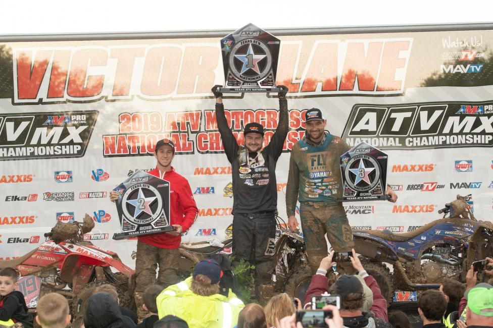 Thomas Brown (center), Joel Hetrick (left) and Chad Wienen (right) rounded out the top three overall at the previous round in Texas.