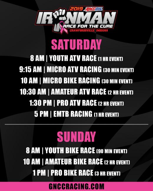 Ironman GNCC Time Changes For Saturday, October 26 Ironman Raceway