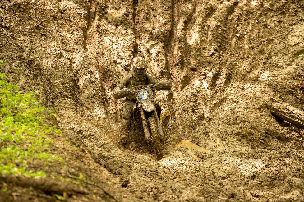 Rachael Archer (AmPro Yamaha) earned the WXC class win in the muddy morning race.